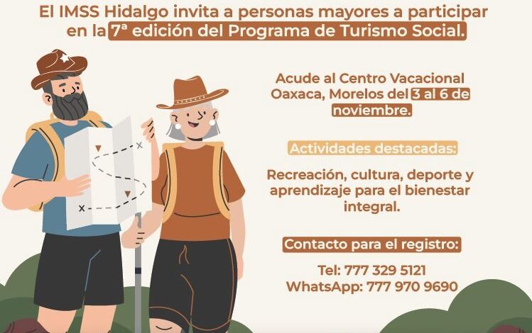 Invita IMSS Hidalgo a Personas Mayores a Participar en 7ª edición del Programa de Turismo Social
