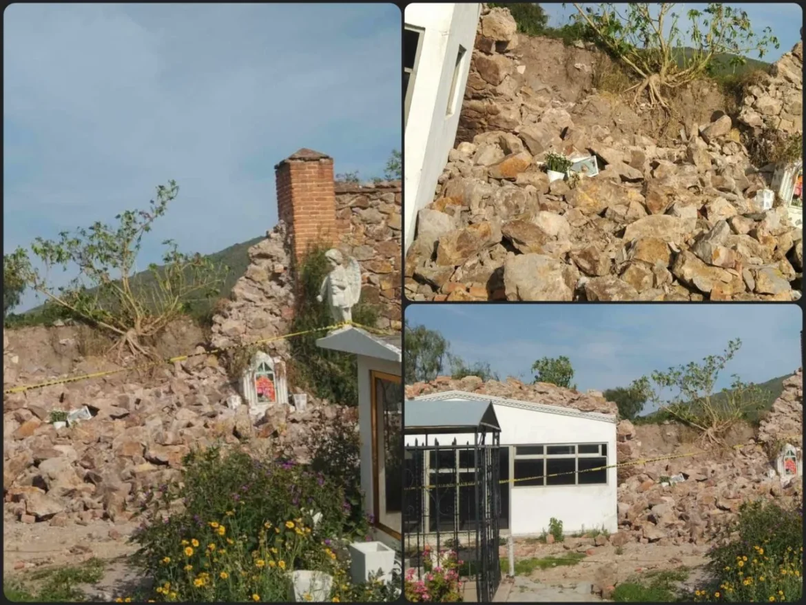 Se Derrumbó un Tramo de la Barda Perimetral del Panteón Municipal. Cedió Ante el Embate de las Lluvias